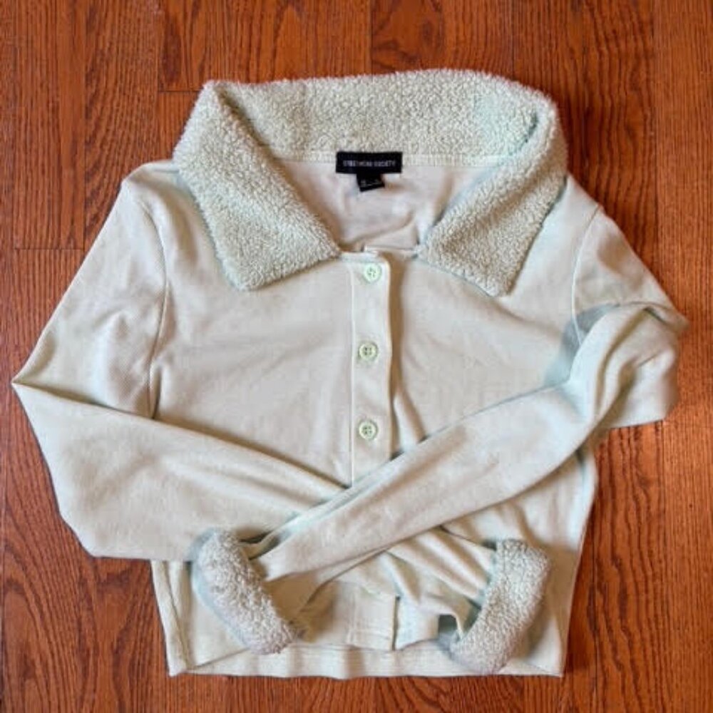 green fuzzy sweater y2k